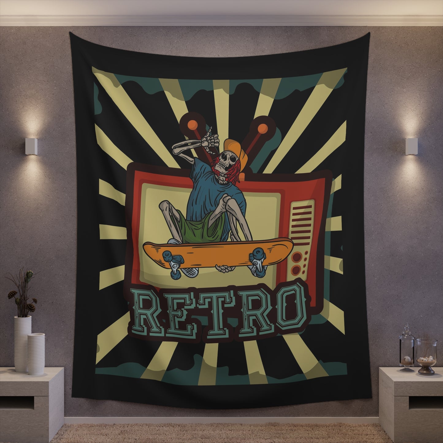 Retro Skeleton Wall Tapestry